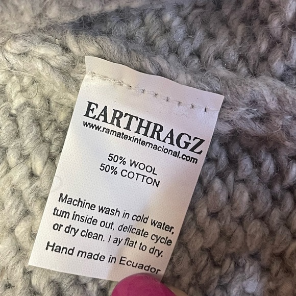 Earth Ragz Hooded Full Zip Train Wool Blend Sweater Boys Size Youth XL Hand Knit - Picture 6 of 10